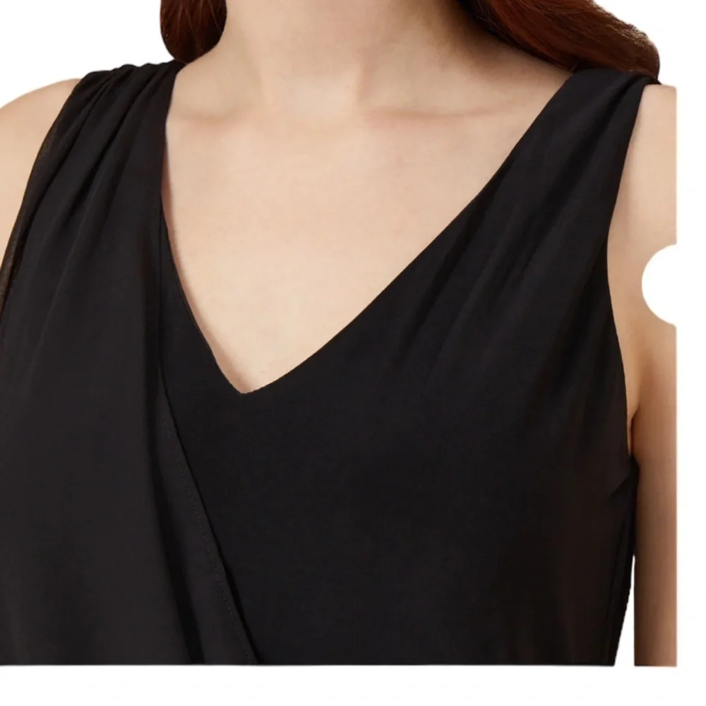 Adrianna Papell Asymmetrical Draped Flowing Dress in Black Size S - Picture 5 of 15